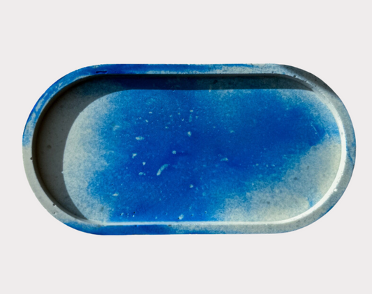 Rankų darbo Jesmonite padėkliukas "Blue magic"