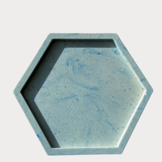 Rankų darbo Jesmonite padėkliukas "Blue sparkles"